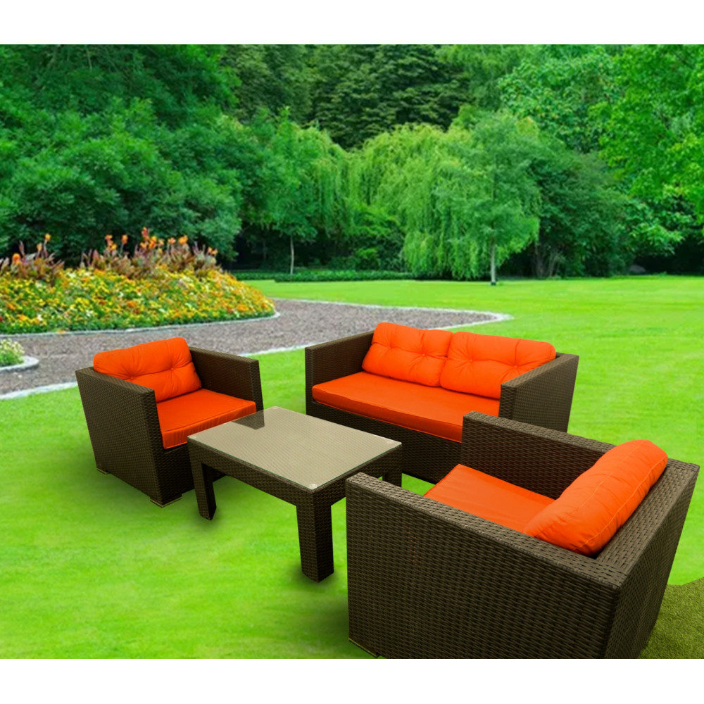 Divan Kreslo Masa Rotton Dəst